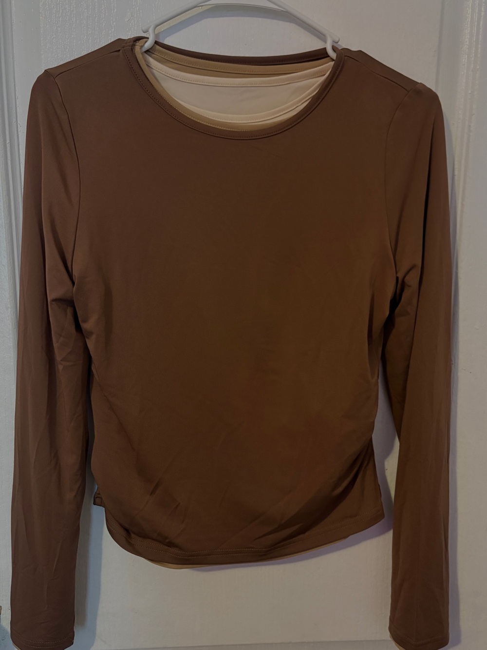 Women’s Long Sleeve Top – Brown, Beige & Cream